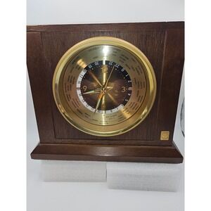Bulova World Time Mantel Clock Wood Case Bellcore 15 Year Service Award Quartz